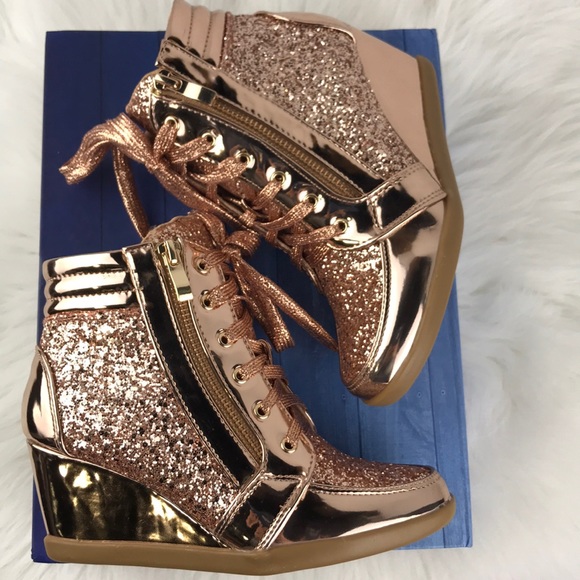 ROSE GOLD WEDGE SNEAKERS - Picture 5 of 8